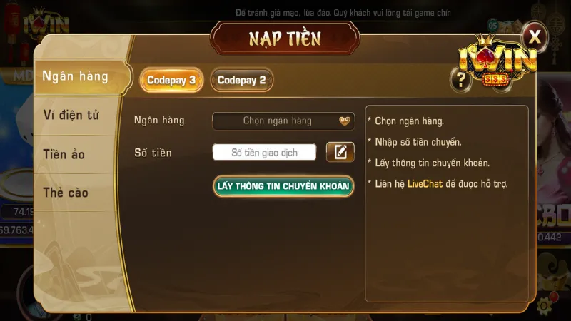 Nạp rút nhanh chóng, với nhiều phương thức giao dịch được hỗ trợ